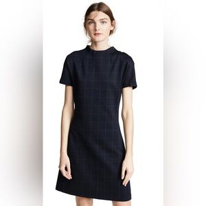 Theory Windowpane Navy  Knit Dolman Sleeve Shift Dress— Size M | NWT